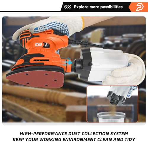 Prostormer Detail Sander, 13000RPM Mouse Sander, 1.6A Electric Palm Sanders - color: Orange