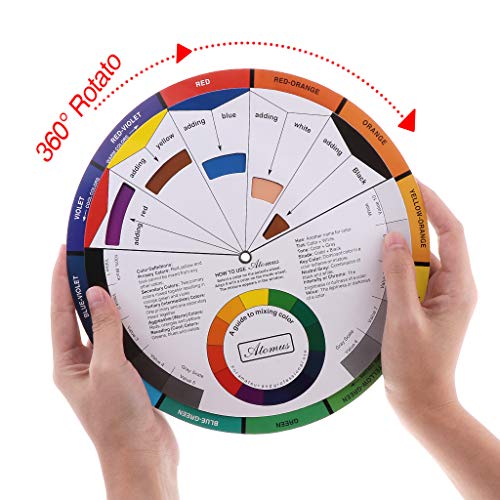 JimKing Creative Color Wheel, Paint Mixing Learning Guide, Art Class Teaching Tool for Makeup Painting Tattoo,Blending Board Chart Color Mixed Guide Hardboard(9.25inch) - style: Classic