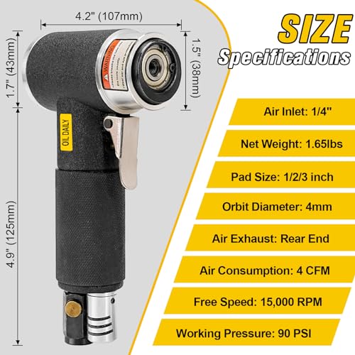 SI FANG Black 2" 3" Mini Orbital Air Sander & Polisher Kit for Auto Body Work - style: 2"3" Buffer Kit