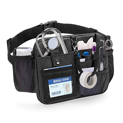 Damero Nurse Fanny Pack with Multi-Compartment and Tape Holder, Black - color: Black