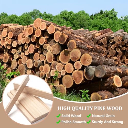 Wood Strips Slats Wooden Sticks for Crafts 3/8" × 2" × 12", 10 PCS Thin Wood Planks Trim Lumber Support Flat Boards Pieces Square Wooden Dowel Rods for Crafting, Woodworking, Model Making - size: 3/8x2x12 in - 10PCS
