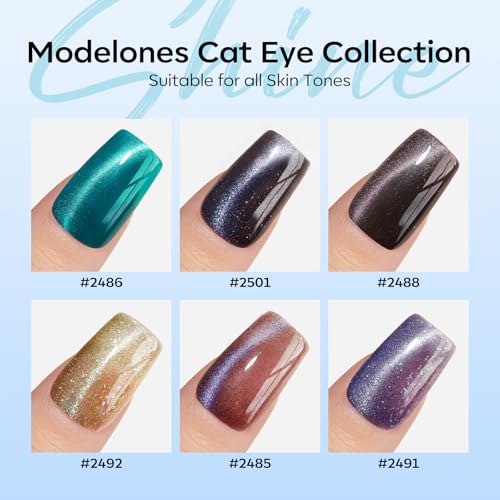 modelones Cat Eye Gel Nail Polish Set, Black Blue Purple Green Cateye Gel - color: A A A1-Aurora Dream