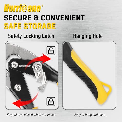 HURRICANE 10 inch Aviation Tin Snips, Straight Cut Metal Shears with Non-Slip Tyregrip Handle, Cr-V Steel Blades Shears for Thin Sheet Metal, Aluminum, Gutter & DIY Projects - size: 10 Inch Regular: Straight Cut