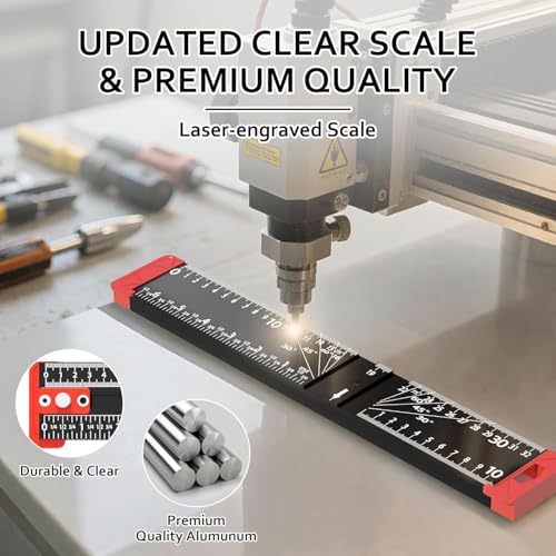 4-in-1 Drilling Positioning Jig, 35cm/14inch Multifunctional T Square Adjustable Angle Ruler, Cabinet Hardware Jig, Making Guage Tools for Woodworking Cabinet Drawer Door Hole Punching