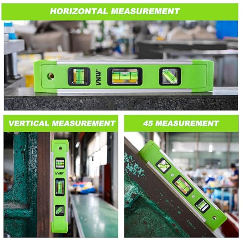 9 Inch Torpedo Level, Magnetic Bubble Level with 45°/90°/180° Bubble Vials, Shock Resistant Leveler Tool for Measuring (4) - style: 4PCS
