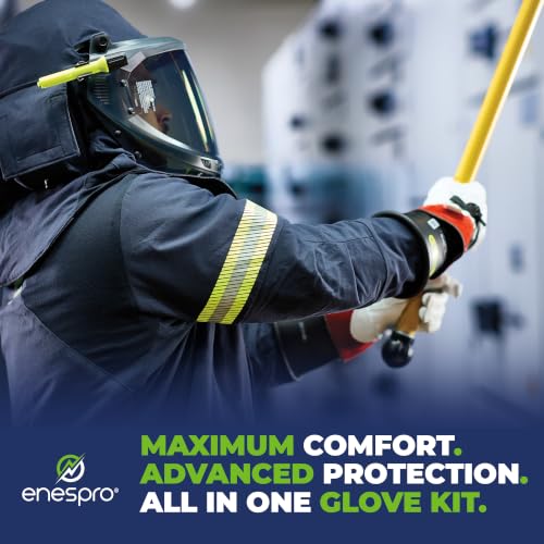 Enespro Class 2 Insulated Electrical Gloves Kit, 17,000V AC/25,500V DC - color: Black, size: Size 11 (Pack of 1)