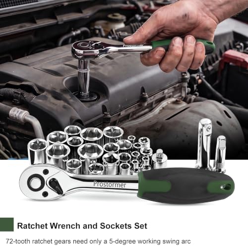 Prostormer 259-Piece Tool Kit, Household Essential Tool Set, Green - color: Green