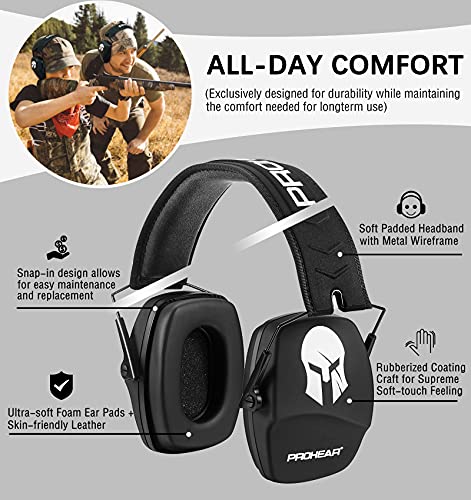 PROHEAR 016 NRR 26dB Shooting Ear Protection, Slim Passive Earmuffs - color: Black S