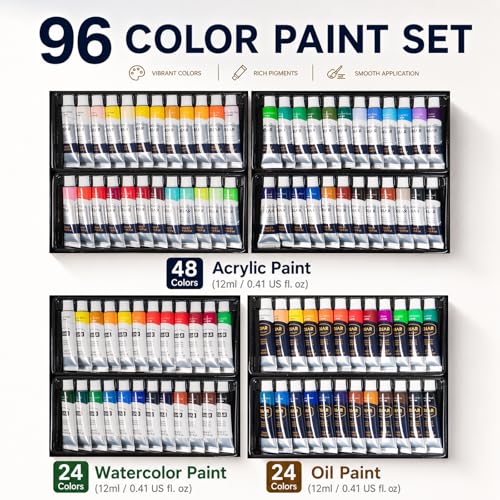 DJAR 169-Piece Wooden French Easel Art Painting Kit for Adults