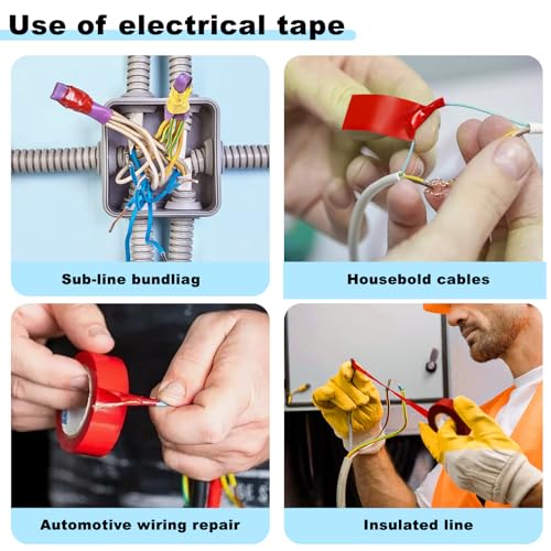 Romeda 9 Pack Electrical Tapes, Electrical Tape Water, Sun, and Oil Resistant, Electrical Tape is Suitable for Most Domestic, Commercial, and Industrial environments - Red - color: Red