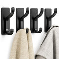 Adhesive Wall Hooks for Towel/Coat,13Lb Strong Stick-On Hooks, Black 4 Pack - color: Black, size: 4 Pack