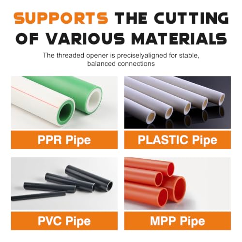 PVC Pipe Threader Kit for Drill, 6-in-1 Internal & External Threading Tool with 1/2", 3/4", 1" Dies, Hardened Alloy Steel PVC Pipe Thread Maker for Sprinkler Repair & DIY Plumbing