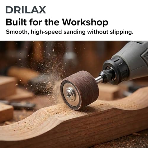 Drilax 10 Pc 1/2 Inch Rubber Drum Mandrels, 1/8 Inch Shank Sanding Sleeve Holders for Rotary Tool, Compatible with Dremel Drum Sander Attachments for Wood Fiberglass Metal Polishing