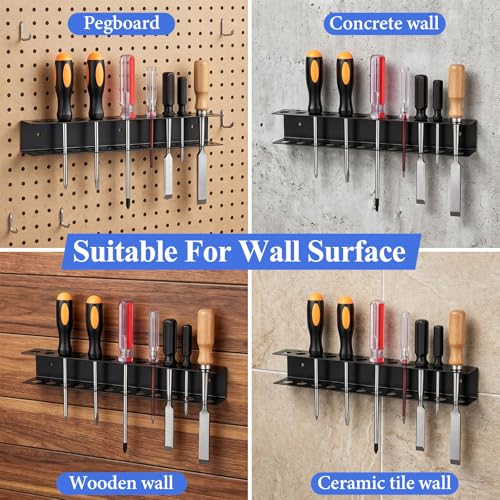 3 Pcs Screwdriver Holder Wall Mount with 23 Holes, Heavy Duty