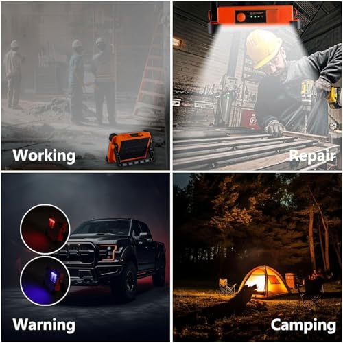 YXQUA 120W Solar Rechargeable Work Light, 144 LED 10000LM, Orange - color: Orange