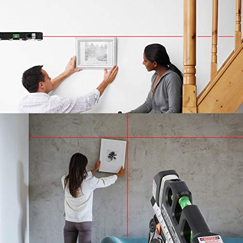 Laser Level Line Tool, Multipurpose Laser Level Kit Standard Cross Line Laser leveler Beam Tool with Metric Rulers 8ft/2.5M for Picture Hanging cabinets Tile Walls by AikTryee. - color: Red Laser