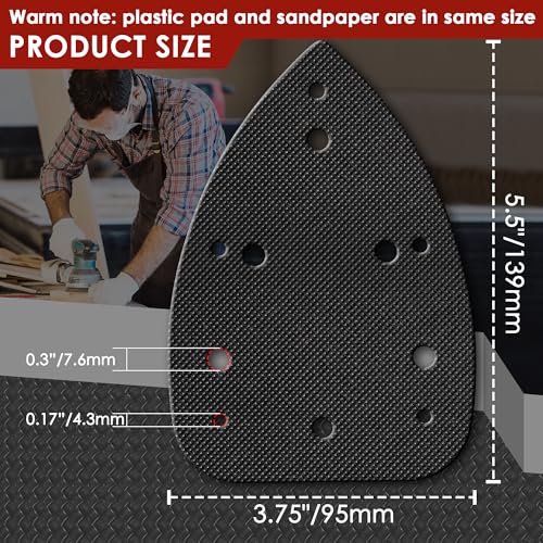 2 Pcs Mouse Sander Replacement Pads with 50 Pcs Sandpaper