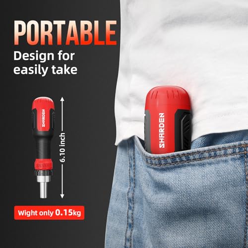 SHARDEN 26-in-1 Ratcheting Screwdriver Set Multi Screwdriver Tool Kit - color: Red, size: Ratchet-NonExtendable