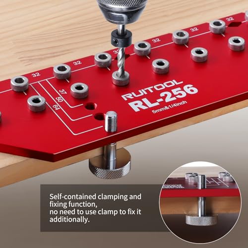 RUITOOL Shelf Pin Jig, 11-Hole Aluminum Shelf Hole Jig with Built-in Clamp - style: 11 Holes