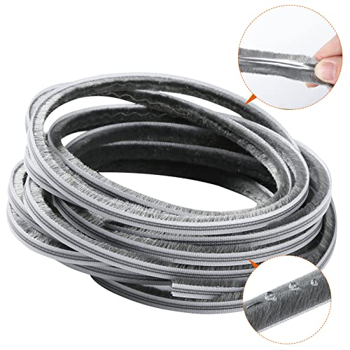 Weather Stripping Door Seal - 5m (16ft) Brush Weather Stripping,Card-Slot Seal Strip Pile Weatherstrip Sweep Brush for Door Window (6mm x 12mm (Backing 0.236 x Brush 0.472 Inch), Gray) - size: 6 mm x 12 mm