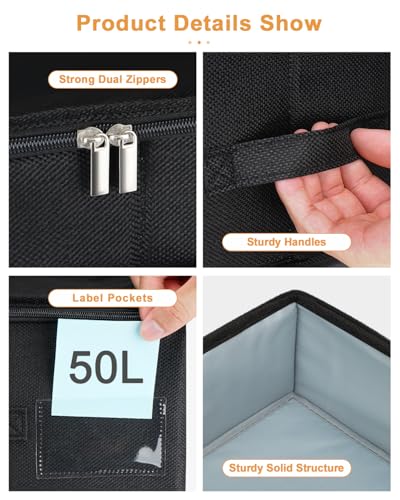 punemi 6.7 in Sturdy Under Bed Clothes Storage Containers, 2Pack, Black - color: Black, size: 2 Pack-6.7 inch Tall-Structured