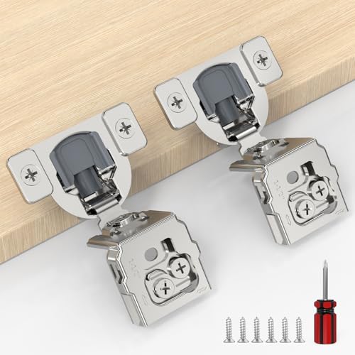 Furniware 20 Pack 10 Pairs 1-1/2 inch Overlay Soft Close Hinges for Face Frame Kitchen Cabinet Hinges Satin Nickel - 3 Way Adjustability Concealed Soft Close Hinges Damper Self Closing - size: 1-1/2 inch Overlay