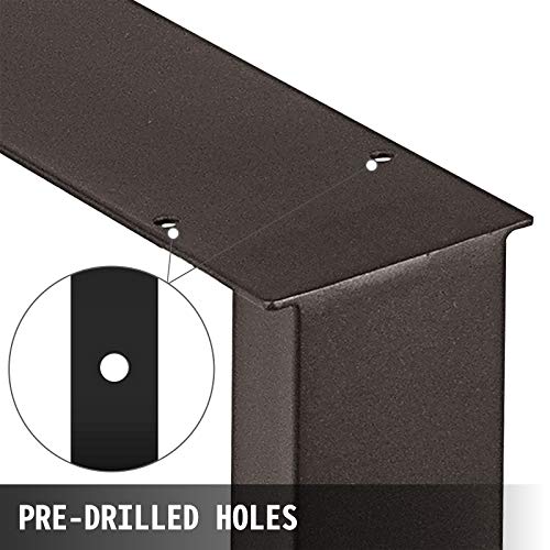 VEVOR Set of 2 Steel Table Legs, 28”Height 23”Wide Dining Table Legs,Heavy Duty 3.1" Square Box Section Square Table Legs, 28x23x3.1 Inch Black Industrial Country Style Metal Dining Legs - size: 28"H x 23"W, style: Square