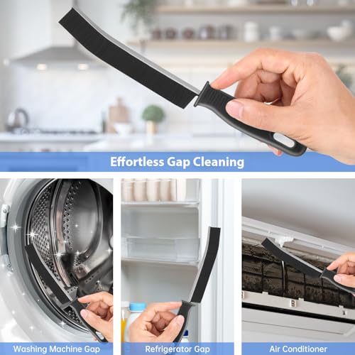 PUFTEM Crevice Cleaning Brush, Hard Bristle Multifunctional Cleaning Brush Tool, Gap Scrub Brush, Cleaning Tools for Narrow Gaps, Grout, Tile Seams, Window Tracks, Car Vents, 3PCS (6)