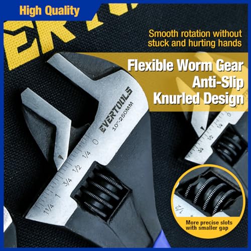 3-Piece Adjustable Wrench Set (6/8/10 Inch) - Heavy Duty Chrome Vanadium Steel, Non-Slip Ergonomic Grip, Black Oxide Finish - Ideal for Cars, Bikes, Plumbing & DIY