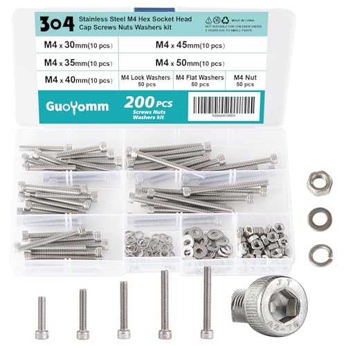 M4 Hex Socket Head Cap Screws Bolts Washers Nuts Assortment Kit - size: Socket M4x30/35/40/45/50 mm