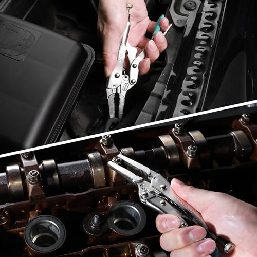 DURATECH 6.5 Long Nose Locking Pliers, Cr-V Construction with Wire Cutte