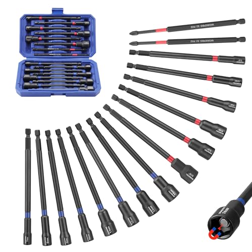 WORKPRO 16 PCS Magnetic Nut Driver Set, 6" Long Nut Drivers & Power Bits - size: 16PCS Magnetic Long Nut Driver Set