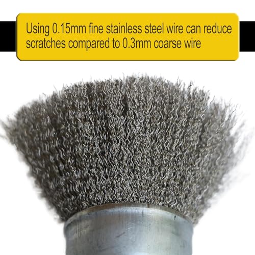 2.5"" 2Pcs Stainless Steel Wire Cup Brush Set, Wire Brush for Drill 1/4"" Hex Shank Fine Wire Drill Brush for Rust Removal
