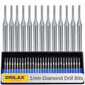 Drilax 30-Piece 1mm Diamond Drill Bits Set – 1/8 Shank Compatible with Dremel Rotary Tools – Precision Diamond Dremel Bits for Jewelry Making, Stone, Glass, Ceramic, Sea Glass, & Gemstones - size: 1mm