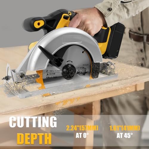 Cordless Circular Saw for Dewalt 20V Battery, Brushless Saws 6-1/2" Blade