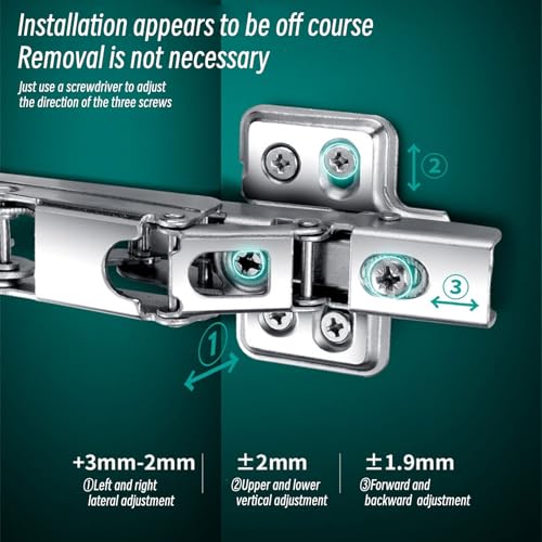 BADALU 165 Degree Kitchen Cabinet Hinges (1 Pair, 2 PCS) Concealed Hydraulic Adjustable Mounting, Soft Closing Nickel-Plated Steel Buffer Dampers for Frameless Cabinet Doors(Fixed Half Overlay) - style: 165 Degree Half Overlay 2pcs
