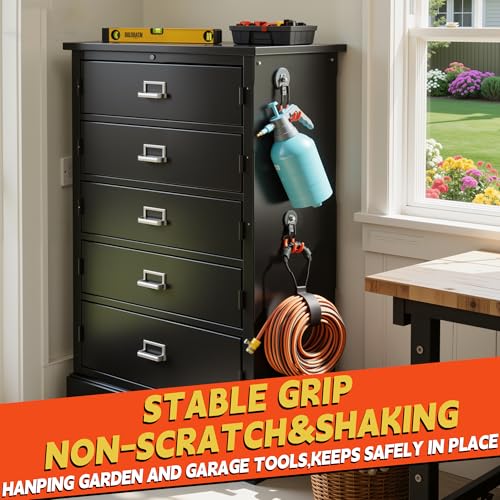 ULIBERMAGNET New Updated Garage Strong Magnetic Hooks, 2 Pack Heavy Duty Large J Hooks with Magnet, Anti-Slip Coating Magnet Hooks for Garden Tools, Ropes,Drill - style: Upgraded Orange Medium J Strong Hooks