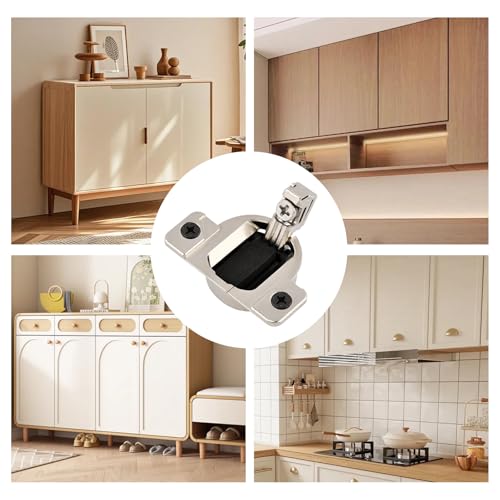 8 Pack Cabinet Hinges Compatible with Blum 30.310-11.02, 110 Degree Screw On Compact 33, Self Quick Closing Door Hinges Include Screwdriver and 16 Wood Screws, No Mounting Plate