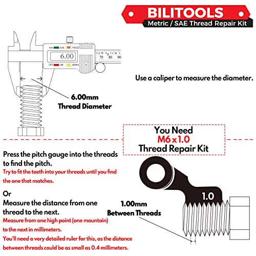 BILITOOLS M5x0.8 Thread Repair Kit, HSS Drill Helicoil Repair Kit Metric - size: M5 x 0.8, style: Metric