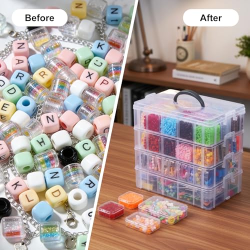 Stackable Bead Organizer 4 Tier 88pcs Small Boxes Craft Storage Container - size: 4-Tier 88pcs Assorted Boxes
