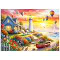 Coastal Lighthouse Sunset Puzzles for Adults 1000 Pieces - color: Coastal Lighthouse