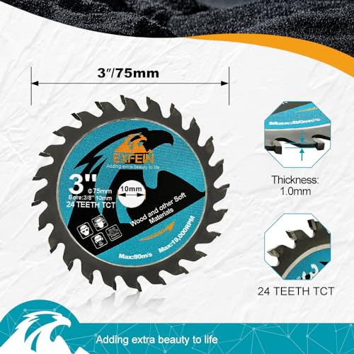 3 Inch Wood Cutting Disc 4pcs - 24T TCT Carbide Tipped Teeth Compact Circular Saw Blade with 3/8-Inch Arbor, General Purpose for Cuttting in Wood Plastic and Composite Materials - size: TCT (for wood)