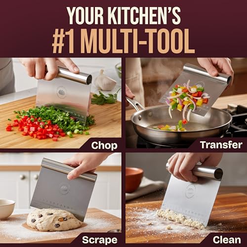Superbaking Multipurpose Bench Scraper, 6" Grill & Dough Scraper with Ruler - size: Stainless Steel Grip