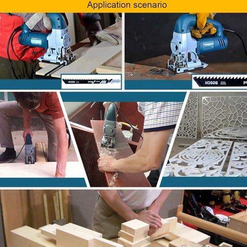 60Pcs Jigsaw Blades Set, Contractor Assorted T Shank Jig Saw Blades, Multi-Purpose HCS/HSS Blades for Cutting Wood/Plastic/PVC/Metal (T118A T118B T101AO T101D T101B T101BR T144D T244D T111D T111C)