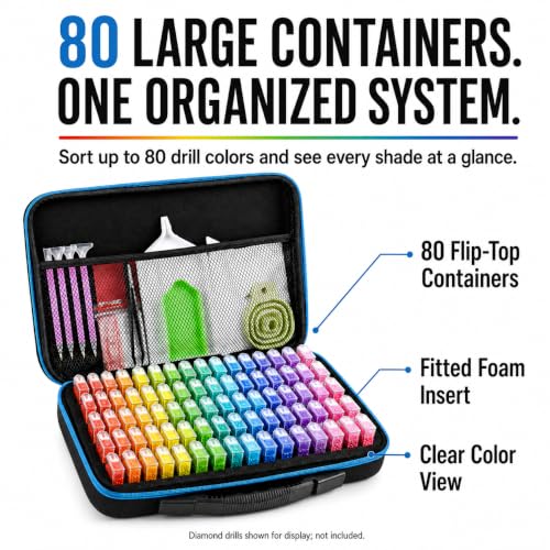 MERATIA Diamond Art Painting Storage Case Organizer, 80 Slots Containers - color: Blue 80 Slots