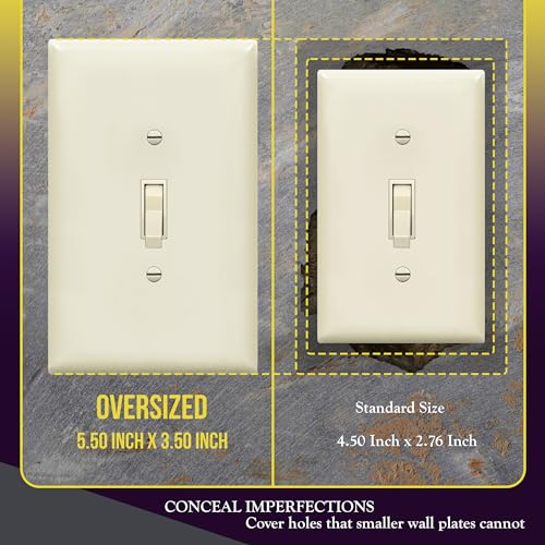 ENERLITES Toggle Light Switch Wall Plate, Gloss Finish, Jumbo Switch Cover, Oversized 1-Gang 5.5" x 3.5", Unbreakable Polycarbonate Thermoplastic, 8811O-LA, Light Almond - color: Light Almond, size: Over-Size