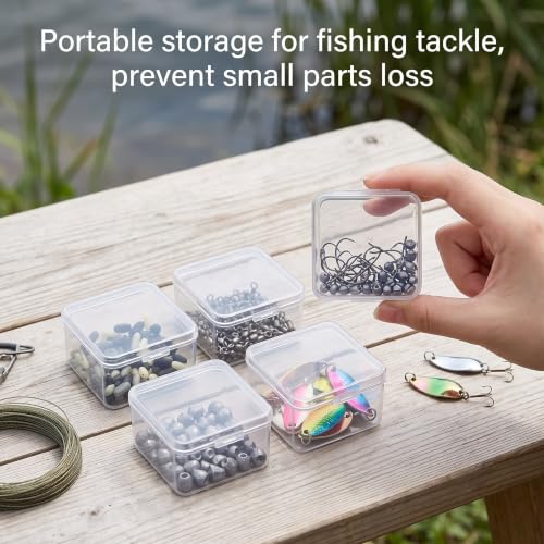 SATINIOR 24 Packs Small Clear Plastic Beads Storage Containers Box with Hinged Lid for Storage of Small Items, Crafts, Jewelry, Hardware (2.5 x 2.5 x 1.6 in) - size: 2.5 x 2.5 x 1.6 in
