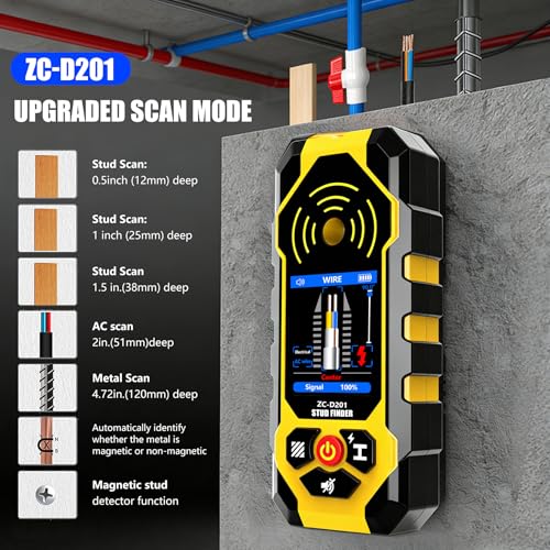 Stud Finder Wall Scanner 4 in1 Wall Stud Finder Multifunction Stud Detector - color: Yellow