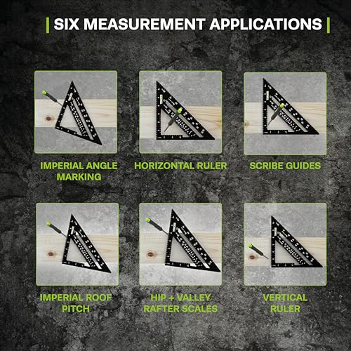 TRACER 7 in Aluminum Rafter Square - Framing Carpenter Triangle Ruler - size: 7 inch