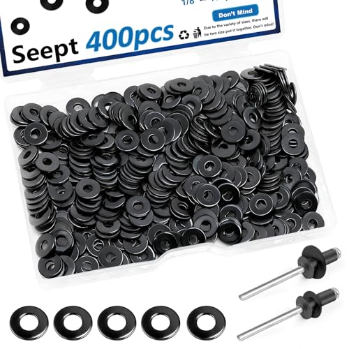400PCS 1/8 Inch Black Pop Rivet washers for Pop Rivets Diameter 1/8" 304 Stainless Steel pop Rivet Washer Aluminum pop Rivet washers Blind Rivet Washer - color: Black, size: 1/8"